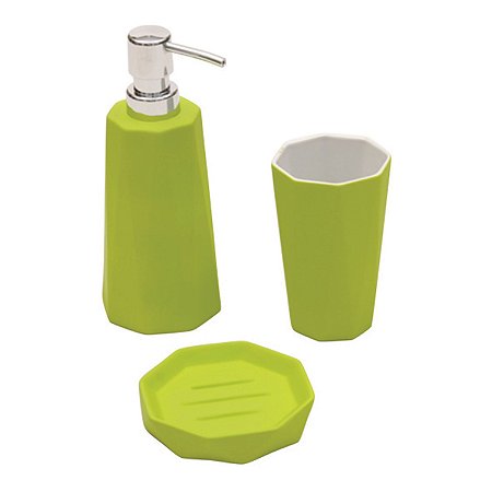 KIT BANHEIRO EMBORRACHADO VERDE - 3 PCS