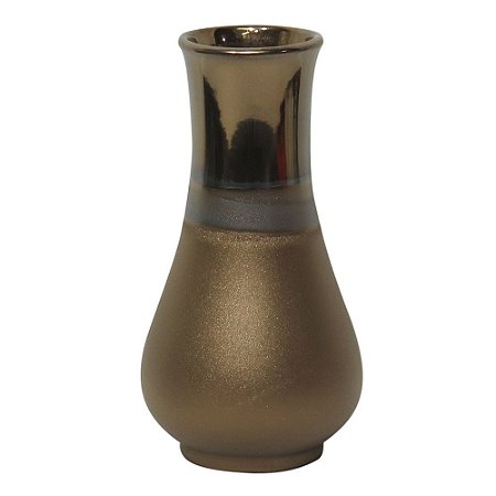 VASO DECORATIVO DE CERAMICA DOURADO 11,3CM X 11,3CM X 21,5CM