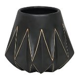 VASO DE CERAMICA PRETO COM DESENHOS GEOMETRICOS