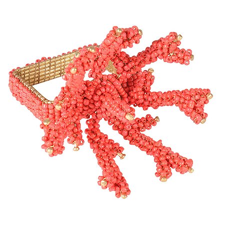 CJ. DE 4 PORTA GUARDANAPOS EM METAL VERMELHO E DOURADO 7,5CM