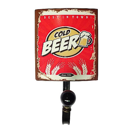 CABIDEIRO DE FERRO COM 1 GANCHO  COLD BEER 11,8CM X 20,7CM X