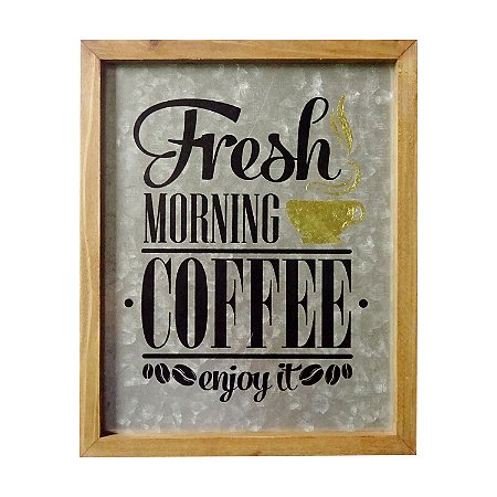 PLACA DE MADEIRA  ENJOY THE BEST COFFEE 26CM X 32CM X 4,4CM
