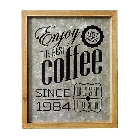 PLACA DE MADEIRA  FRESH MORNING COFFEE 26CM X 32CM X 4,4CM