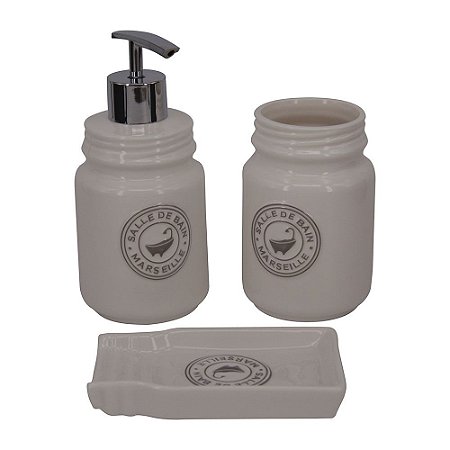 KIT DE BANHEIRO DE CERAMICA SALLE DE BAIN  3 PCS 7CM X 7CM X