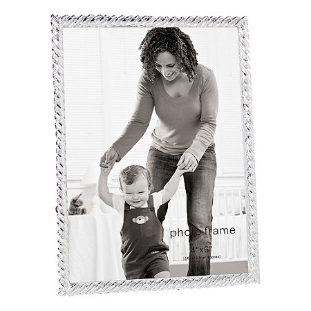 PORTA RETRATO EM VIDRO E METAL PRATEADO 11,5CM X 1CM X 16,5C