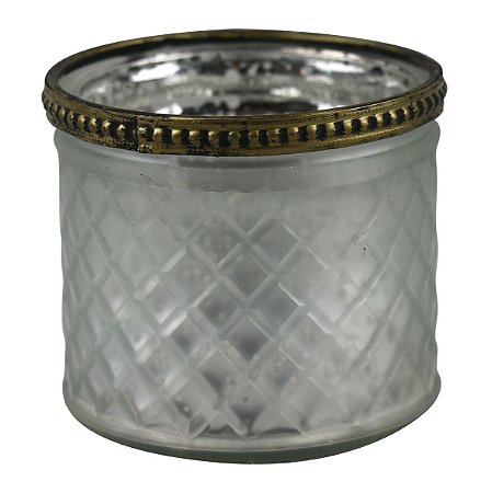 CASTICAL DE METAL DOURADO E VIDRO 9CM X 7,5CM