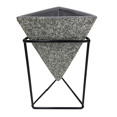CACHEPOT DE CERAMICA COM SUPORTE DE METAL 15CM X 18CM