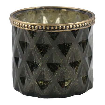 CASTICAL METAL DOURADO E VIDRO VERDE 9CM X 8CM
