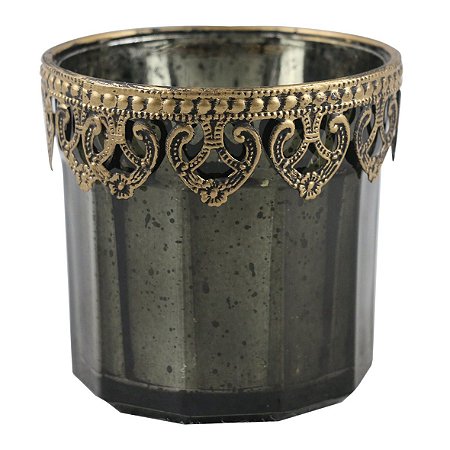 CASTICAL METAL DOURADO E VIDRO VERDE 9,5CM X 9,5CM