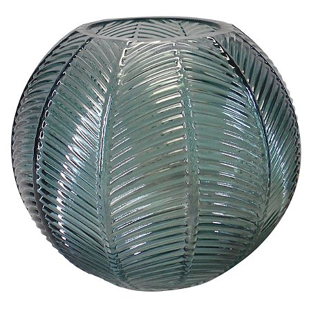 VASO DE VIDRO TRANSPARENTE VERDE 15CM X 15CM X 13CM