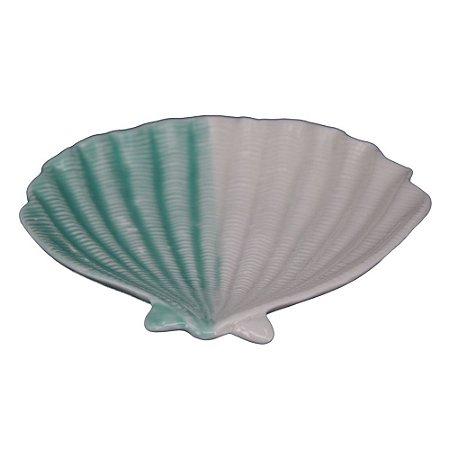 TRAVESSA DE CERAMICA COM FORMATO DE CONCHA DO MAR 22,5CM X 2