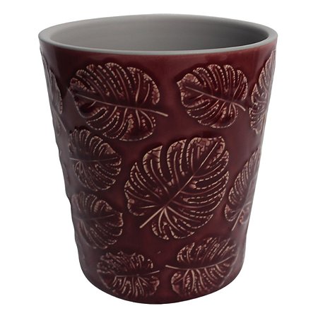 CACHEPOT DE CERAMICA COSTELA DE ADAO VERMELHO 12,8CM X 12,8C