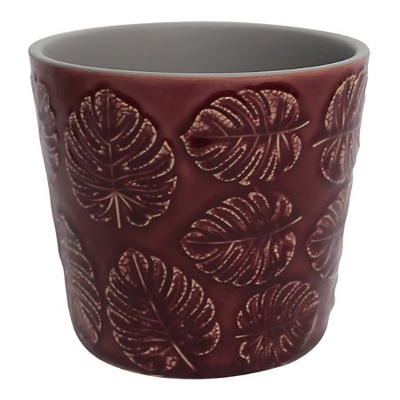 CACHEPOT DE CERAMICA COSTELA DE ADAO VERMELHO 12,2CM X 12,2C