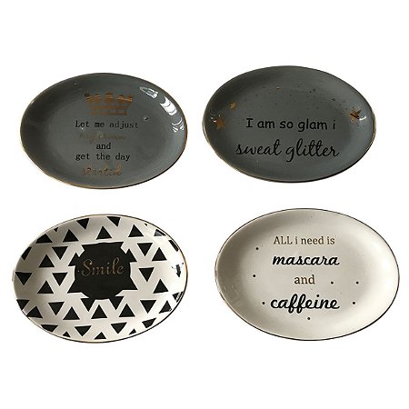 CJ DE TRAVESSAS DE CERAMICA BEST WISHES 14,2CM X 10,7CM X 1,