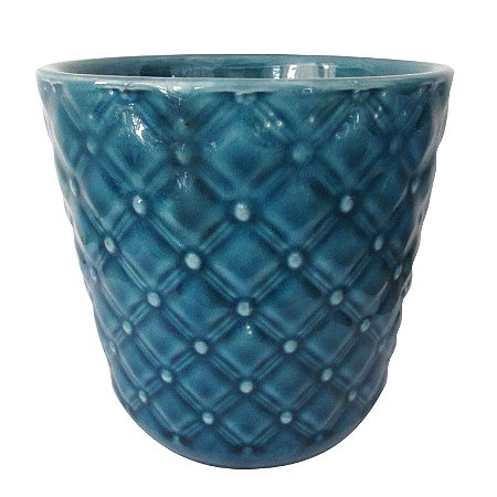 CACHEPOT DE CERAMICA AZUL 14CM X 14CM