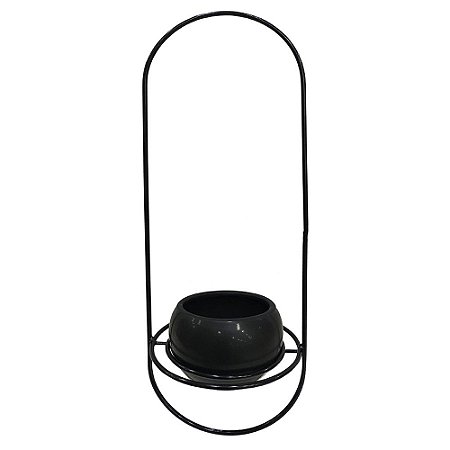 CACHEPOT DE CERAMICA COM SUPORTE DE METAL 12CM X 8,5CM