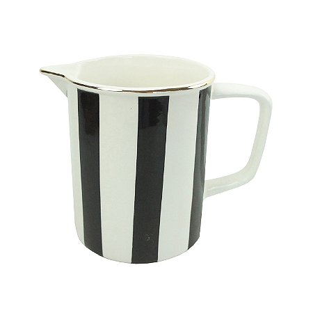 JARRA DE CERAMICA PRETA E BRANCA 20,54CM X 12,9CM X 16,5CM