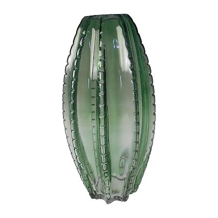 VASO DE VIDRO VERDE  CACTOS 12CM X 25CM