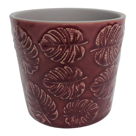 CACHEPOT DE CERAMICA COSTELA DE ADAO VERMELHO 17CM X 17CM X