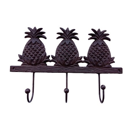 CABIDEIRO EM METAL COM 3 GANCHOS ABACAXI 32,3CM X 5,5CM X 22