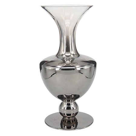 VASO DE VIDRO CROMADO 14CM X 30CM