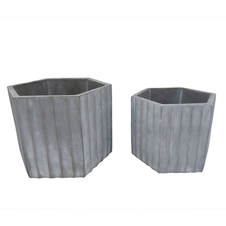 CONJ. DE CACHEPOTS EM CIMENTO CINZA  2 PCS G  20CM X 17,5CM