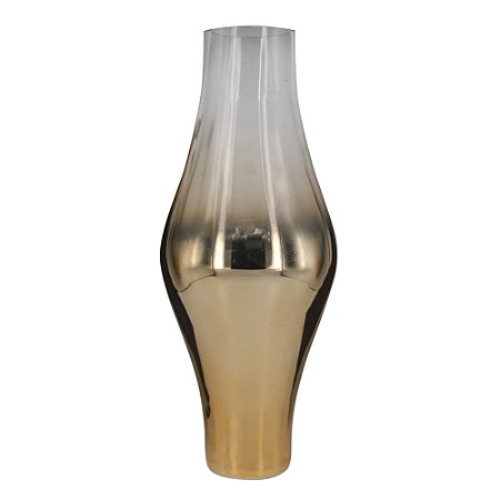 VASO EM VIDRO DOURADO E TRANSPARENTE 6CM X 12,2CM X 30CM