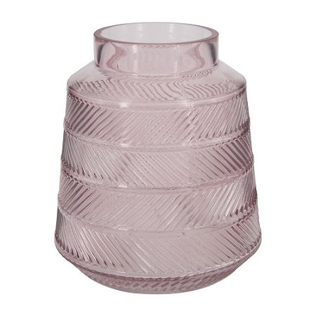 VASO DE VIDRO TRANSPARENTE ROSA 16,5CM X 16,5CM X 18,5CM