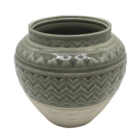 VASO EM CERAMICA VERDE E AREIA 15CM X 15CM X 13,7CM