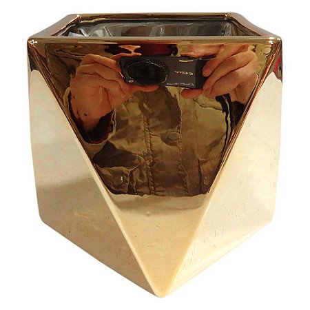 VASO DOURADO 18,2CM X 18,2CM X 15,5CM