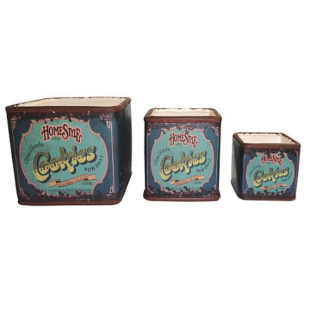 CJ DE CACHEPOTS DE CERAMICA  3 PCS 13,3CM X 13,3CM X 12,5CM