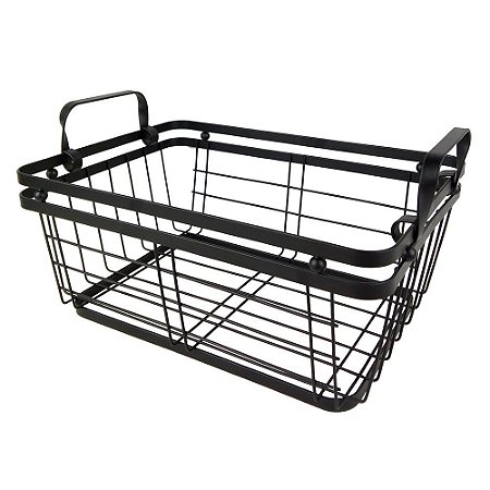 CESTA DE METAL PRETO 30CM X 20,5CM X 12,5CM