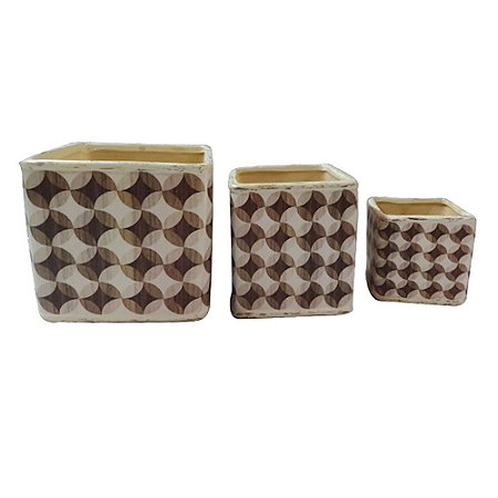 CJ DE CACHEPOTS DE CERAMICA  3 PCS 13,3CM X 13,3CM X 12,5CM