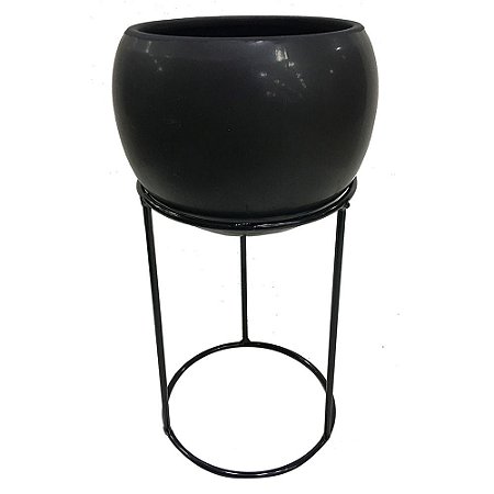 CACHEPOT DE CERAMICA COM SUPORTE DE METAL 16CM X 12,5CM