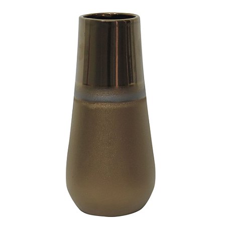 VASO DECORATIVO DE CERAMICA DOURADO 12,8CM X 12,8CM X 27CM