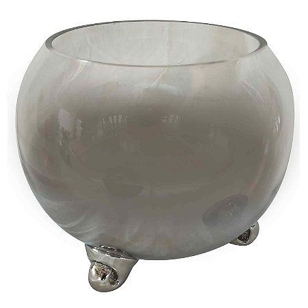 VASO DE VIDRO DEGRADE TRANSPARENTE E PRATA
