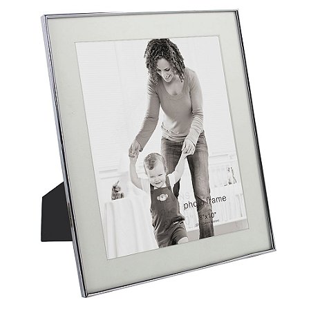 PORTA RETRATO EM VIDRO E METAL PRATEADO 26CM X 1CM X 31CM