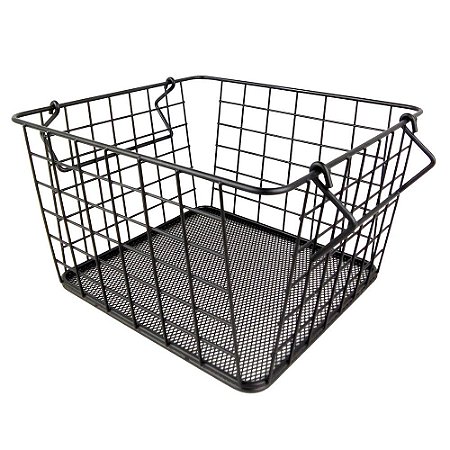 CESTA DE METAL PRETO 25CM X 24CM X 15,4CM