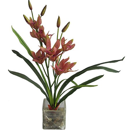 PLANTA ARTIFICIAL COM VASO DE VIDRO - 38 CM