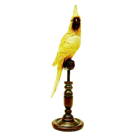 PASSARO DECORATIVO DE RESINA E METAL - AMARELO