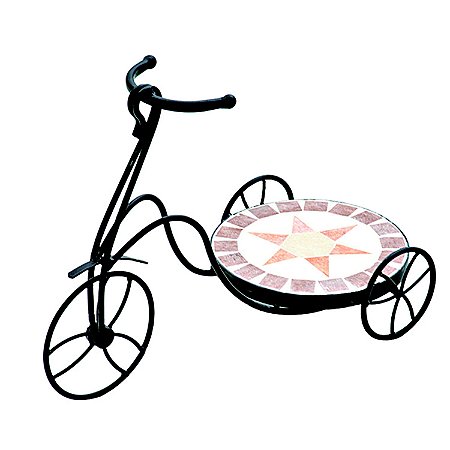 FLOREIRA BICICLETA DE FERRO ESTILO MOSAICO- BASE REDONDA
