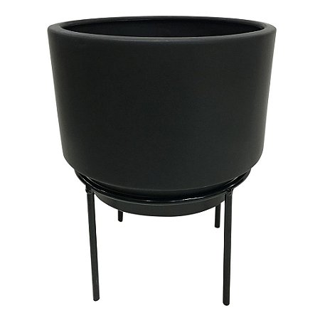 CACHEPOT DE CERAMICA COM SUPORTE DE METAL 19CM X 16CM