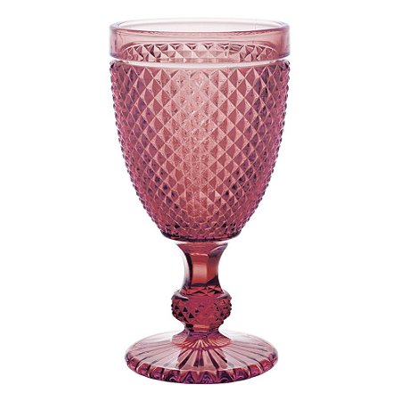 CJ DE TACAS PARA VINHO BICO DE JACA DE VIDRO ROSA - 6PCS 7,8