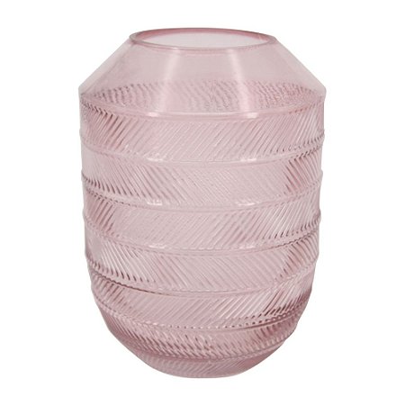 VASO DE VIDRO TRANSPARENTE ROSA 16CM X 16CM X 22CM