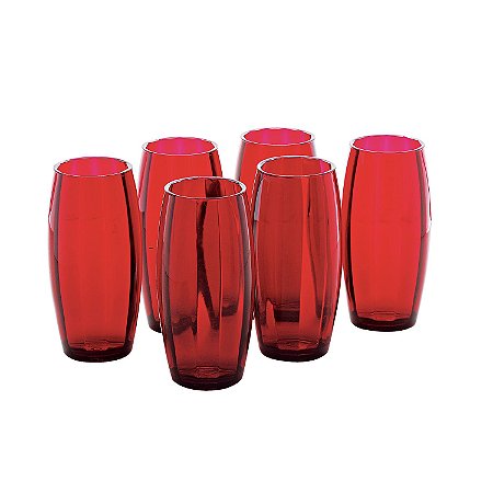CJ DE COPOS DE ACRILICO VERMELHO 6 PCS GRANDE