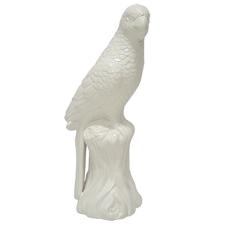 PASSARO DECORATIVO DE CERAMICA BRANCA  - 13X30 CM