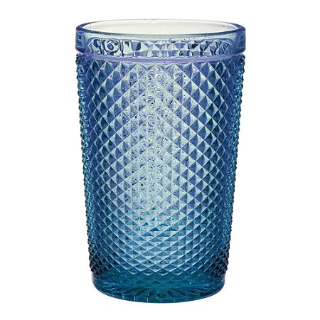 CJ DE COPOS BICO DE JACA DE VIDRO AZUL - 355ML - 6PCS 8CMX12