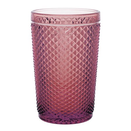 CJ DE COPOS BICO DE JACA DE VIDRO ROSA - 355ML - 6 PCS 8CMX1