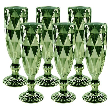CJ DE 6 TACAS PARA CHAMPANHE - VERDE - 20 CM