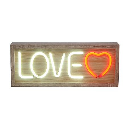 LUMINOSO LED DE MADEIRA E VIDRO  LOVE 42CM X 17CM X 5CM